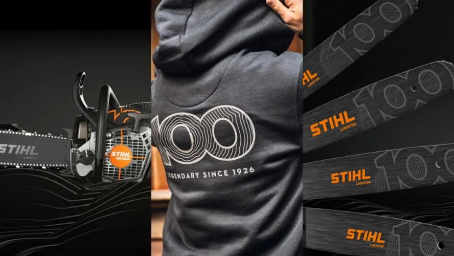 STIHL fête ses 100 ans : vêtements collector, guides anniversaires et MS 500i Centennial