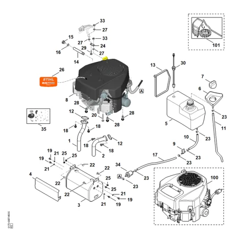 H - Moteur, reservoir