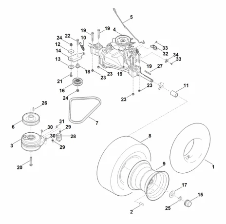 H - Transmission, roue arrière