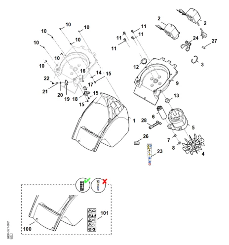 B - Carter, Moteur électrique