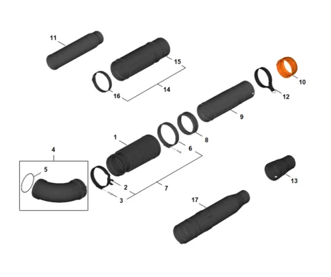 B - Tube à soufflet, Tube de soufflage