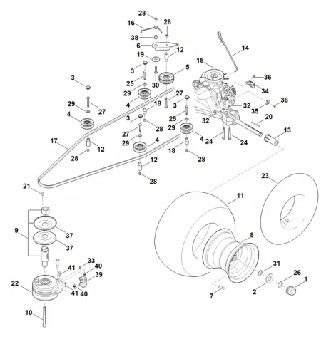 H - Transmission, roue arrière, embrayage de lame