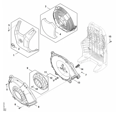 B - Carter de turbine, Capot