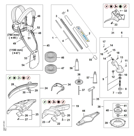 C - Tube complet, Réducteur, Capot protecteur FSA 200