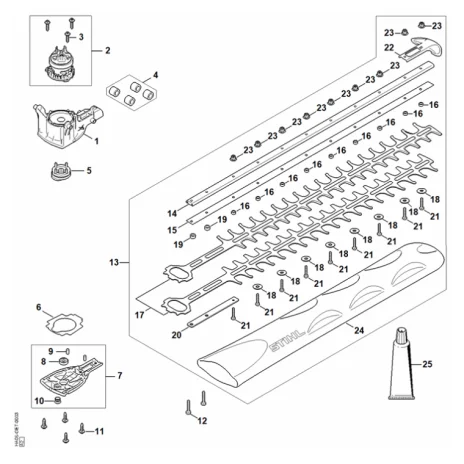 B - Réducteur, Moteur électrique, Barre de coupe