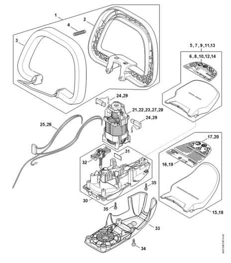 Poignée en arc, Moteur électrique, Carter de réducteur