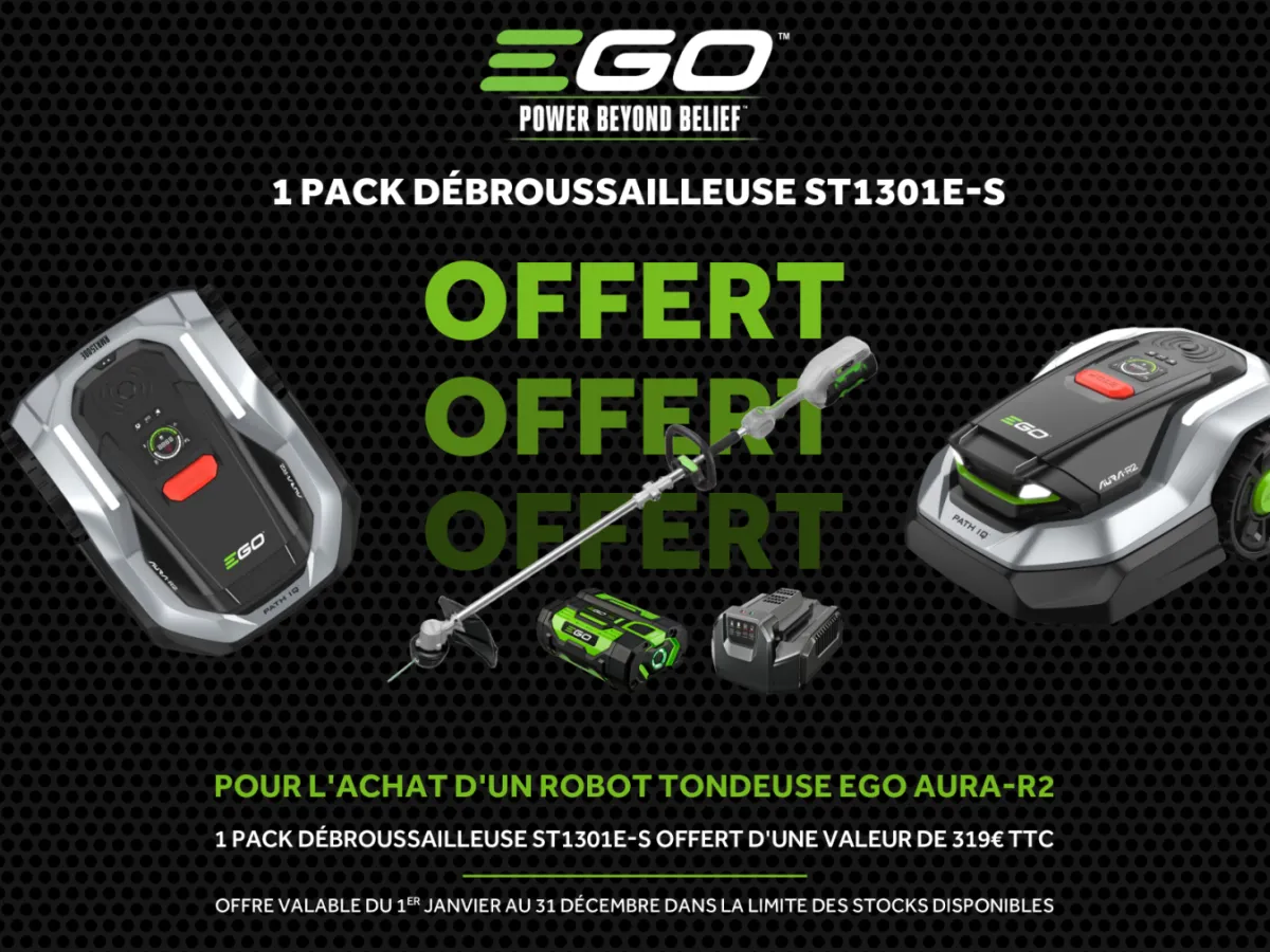 1 pack débroussailleuse ST1301E-S offert - Robots tondeuses EGO AURA R-2