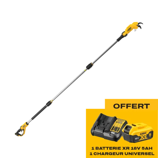 Sécateur sur perche à batterie DEWALT DCMPP569 - Starter pack offert