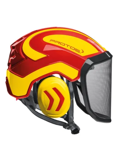 Casque Protos® Integral Arborist (Rouge et Jaune Fluo)