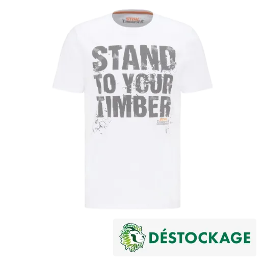 Déstockage - T-Shirt blanc STIHL Stand to your timber - Homme