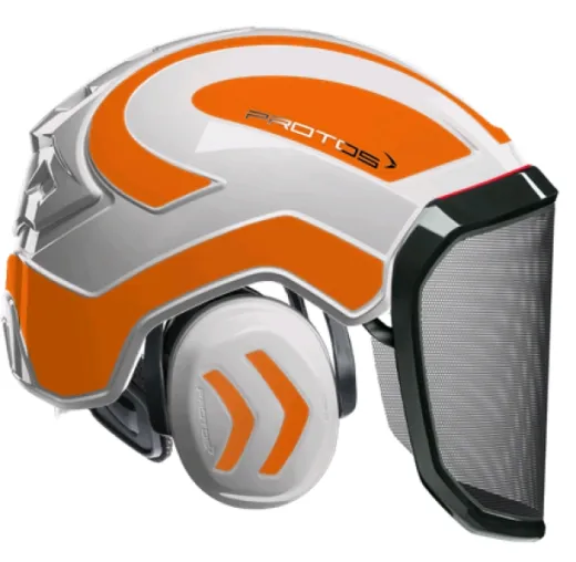 Casque Protos® Integral Forest (Blanc et Orange Fluo)