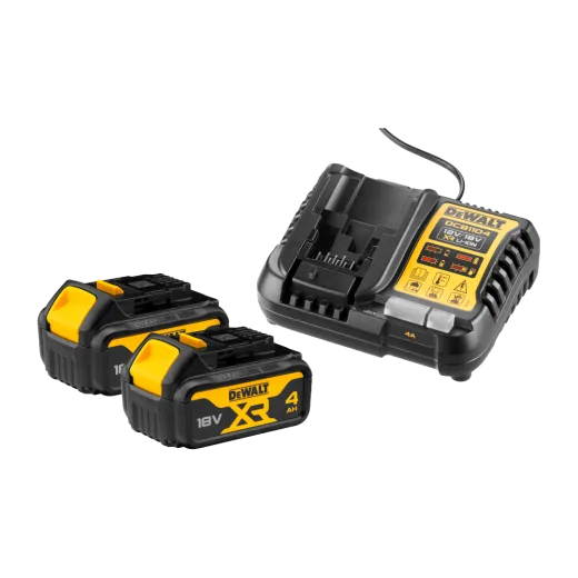 Pack 2 batteries DEWALT XR 18 V 4,0 Ah et chargeur universel DCB1104M2-QW