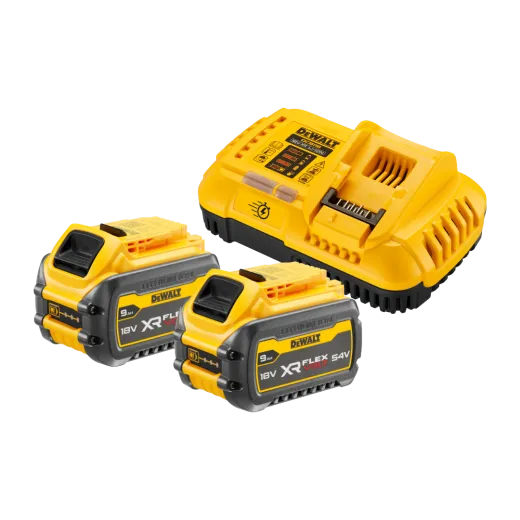 Pack 2 batteries DEWALT XR FLEXVOLT 18/54 V 9,0 Ah et chargeur rapide DCB118X2-QW