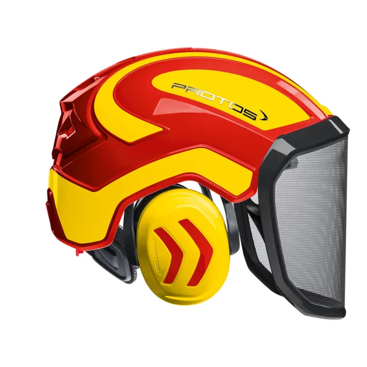 Casque Protos® Integral Forest (Rouge et Jaune Fluo) — 1