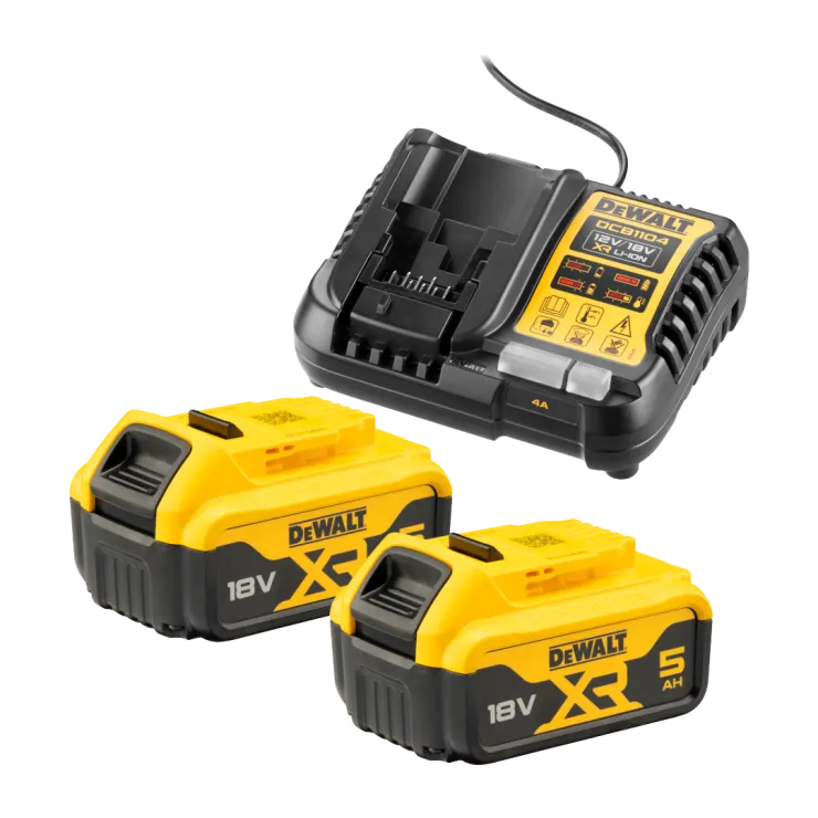 Pack 2 batteries DEWALT XR 18 V 5,0 Ah et chargeur universel DCB1104P2-QW — 1