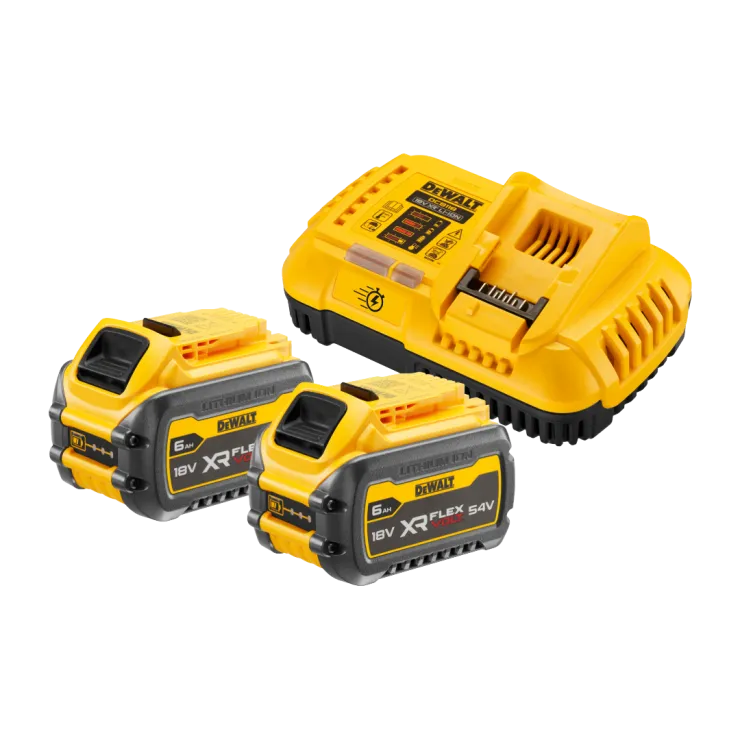 Pack 2 batteries DEWALT XR FLEXVOLT 18/54 V 6,0 Ah et chargeur rapide DCB118T2-QW — 1
