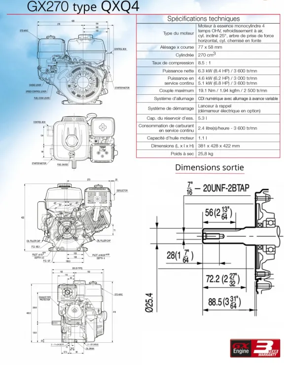 Moteur GX270 QXQ4 — 2