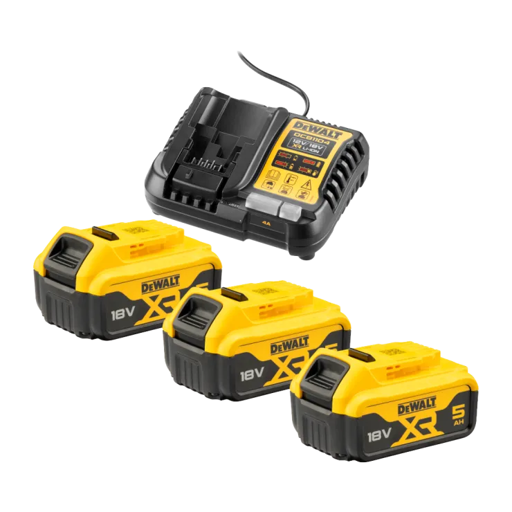 Pack 3 batteries DEWALT XR 18 V 5,0 Ah et chargeur universel DCB1104P3-QW — 1