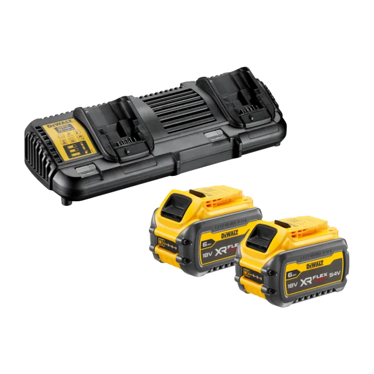 Pack 2 batteries DEWALT XR FLEXVOLT 18/54 V 6,0 Ah et chargeur double DCB132T2-QW — 1