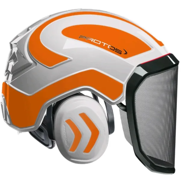 Casque Protos® Integral Forest (Blanc et Orange Fluo) — 1