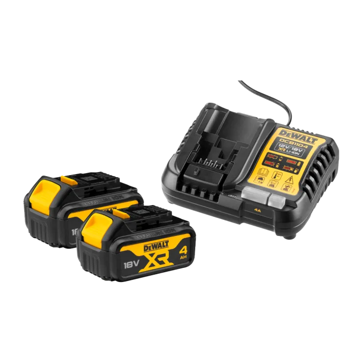 Pack 2 batteries DEWALT XR 18 V 4,0 Ah et chargeur universel DCB1104M2-QW — 1