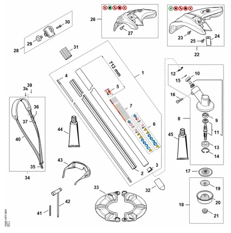 B - Tube complet, Réducteur, Capot protecteur