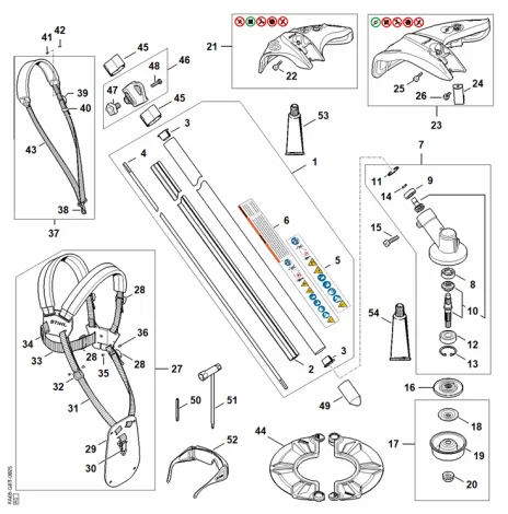 B - Tube complet, Réducteur, Capot protecteur