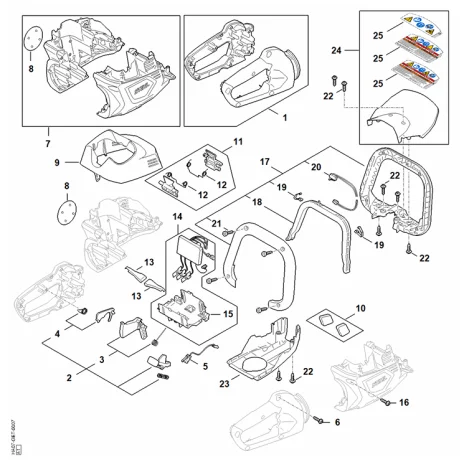 A - Carter de poignée, Carter moteur, Module électronique