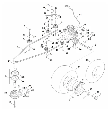 I - Transmission, roue arrière, embrayage de lame