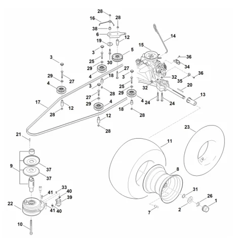 H - Transmission, roue arrière, embrayage de lame