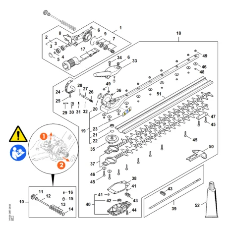 I - Réducteur de renvoi à angle réglable sur 145°, 600 mm