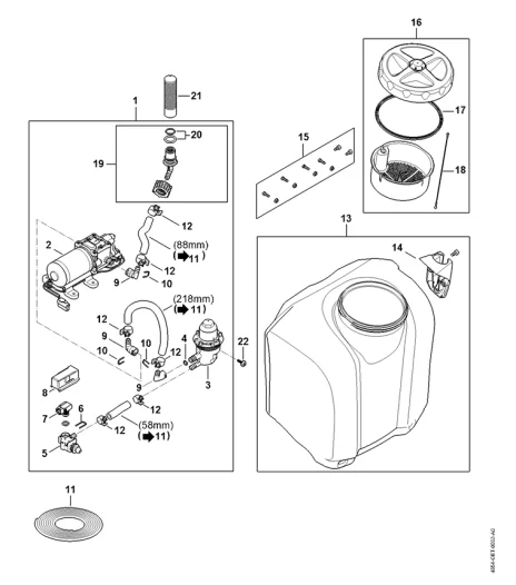 C - Moteur électrique, Pompe, Réservoir de liquide