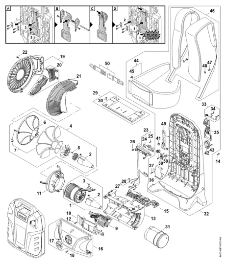 Turbine, Carter moteur, Plaque dorsale