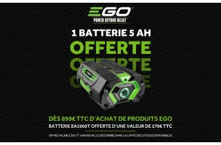 Batterie EGO 5 Ah BA2800T offerte dès 899€ d'achat