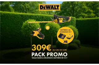 Pack promo DEWALT 309€ - Taille-haies DCMHT564 et sécateur DCMPP568N