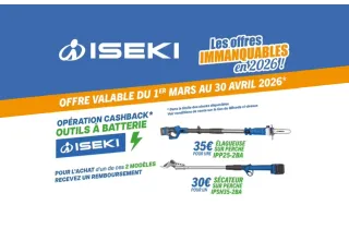 OFFRE ISEKI - Jusqu'à 35€ remboursés pour l'achat d'un outil sur perche ISEKI