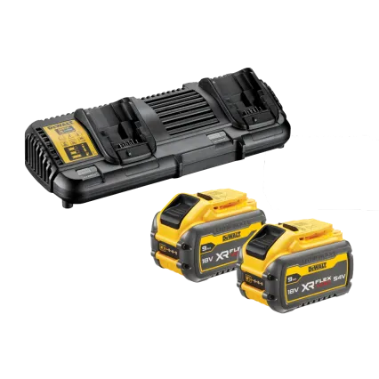 DEWALT Pack 2 batteries DEWALT XR FLEXVOLT 18/54 V 9,0 Ah et chargeur double DCB132X2-QW