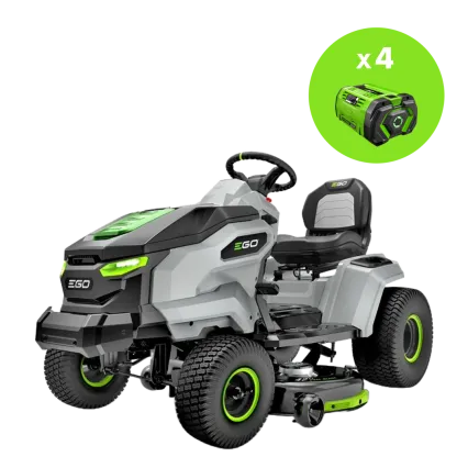 EGO Tracteur tondeuse &agrave; batterie EGO TR4201E - Pack 4 batteries