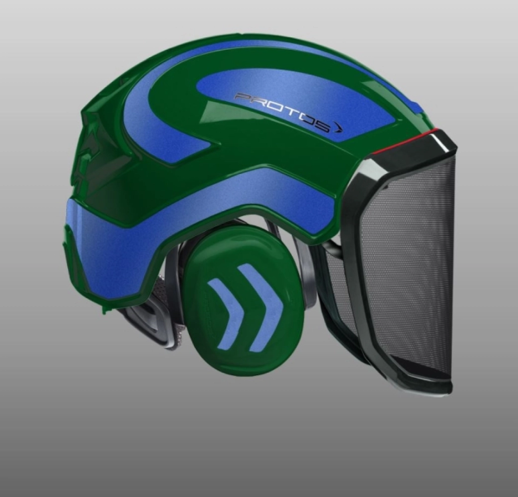 Casque forestier Integral Forest Protos® - Coloris olive et bleu métal