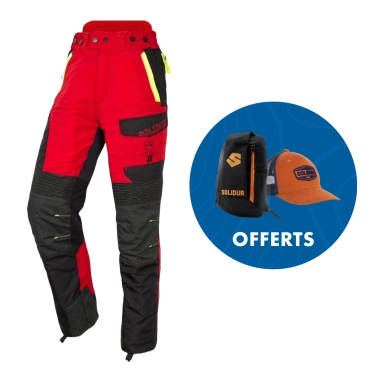 Pantalon anti-coupure SOLIDUR INFINITY - Classe 3 - Type A - Rouge