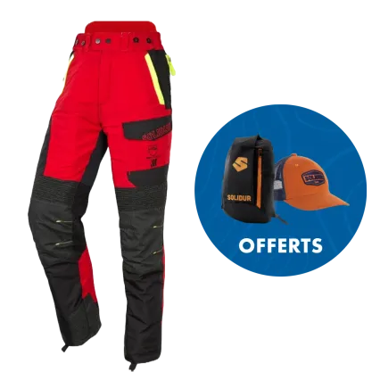 Pantalon anti-coupure SOLIDUR INFINITY - Classe 3 - Type A - Rouge