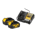 Pack 2 batteries DEWALT XR 18 V 4,0 Ah et chargeur universel DCB1104M2-QW