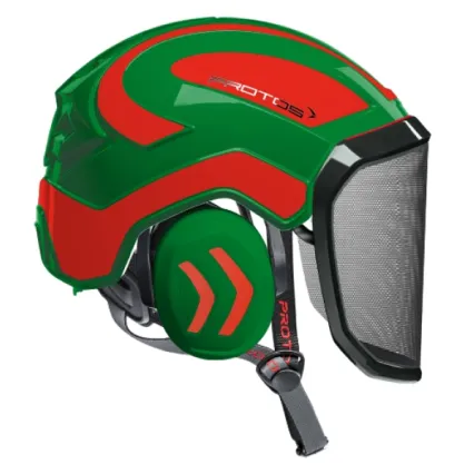 PROTOS Casque Protos® Integral Arborist (Vert et Rouge Orange fluo)