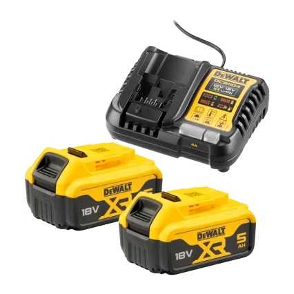 DEWALT Pack 2 batteries DEWALT XR 18 V 5,0 Ah et chargeur universel DCB1104P2-QW