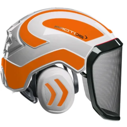 PROTOS Casque Protos® Integral Forest (Blanc et Orange Fluo)