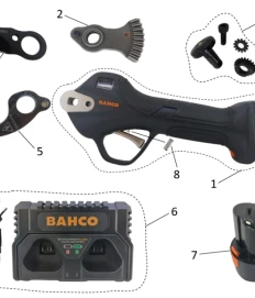 Vue éclatée Vue éclatée sécateur à batterie BAHCO BCL226 - Sécateur à batterie BAHCO BCL226