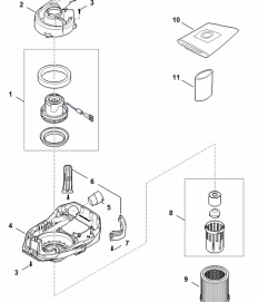 Vue éclatée Carter moteur, Moteur électrique, Filtre - Aspirateur à batterie STIHL SEA 100