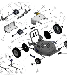 Vue éclatée Chassis (2023-2024 jusqu’au n° de série 24111950004) - Tondeuse mulching à batterie GRIN BM53A - Pack 1 batterie
