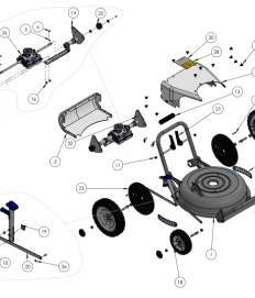 Vue éclatée Chassis (2023-2024 jusqu’au n° de série 24090200001) - Tondeuse mulching à batterie GRIN BM46A - Pack 1 batterie