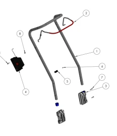 Vue éclatée Guidon - Tondeuse mulching à batterie GRIN BM46 - Pack 1 batterie